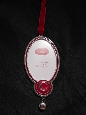 St. Nicholas Square Red and Silver Monogram C Ornament Frame